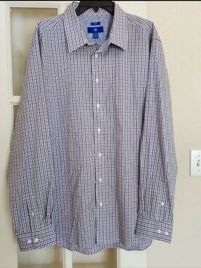 Egara Men's Long Sleeve Button Down Shirt 2XLT Gray Lavender Casual Office Fall